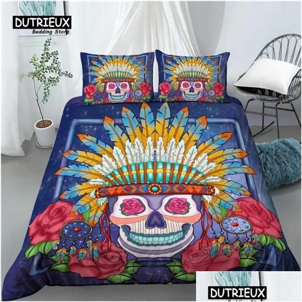 Duvet Cover Bettwäsche Sets Home Living Luxus 3D Zucker SKL Print 2/3pcs bequemer ER -Kissenbezug EU/US/AU Größe Drop Lieferung Garten t Dheod