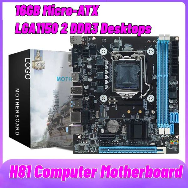 MotherBoards H81 Computador Placa -mãe de 16 GB Interface I/S Microatx LGA1150 PC Placa Principal VGA+HDMicompatible+RJ45 Suporte da porta SATA 3.0 2.0