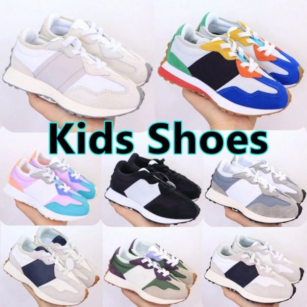 327 Kids Running Shoes Running 4y 5y Criando tênis Treinadores Treinadores Meninos Meninos Runner Salto Sea Black, Preto, Violet Summer Dark Jade, Multicolor, OA