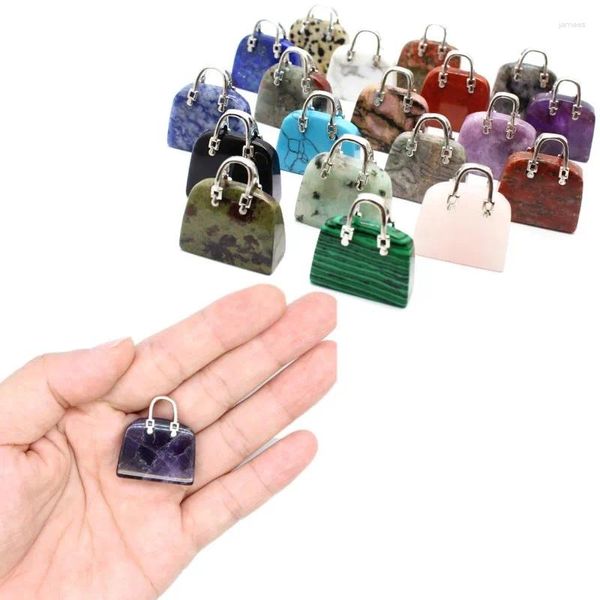 Anhänger Halsketten trendy Schmuck Naturaler Kristallsteine Frauen Männer Unisex Halskette Accessoires DIY Obsidian Handtasche Form Amethyste