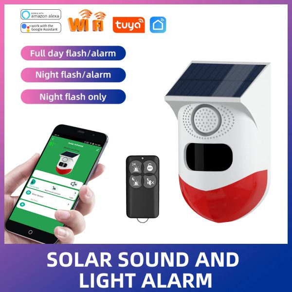 Система Tuyawifiatwaterpropeter Solar Solar Wireless Home Security Инфракрасный датчик детектора PIR Датчик датчика SoundAlarm