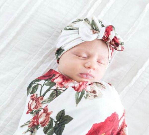 Цветочная пеленка с кроличьей шляпой детской детской одеяло, подарки, спальный новорожденный, обертка 2451184