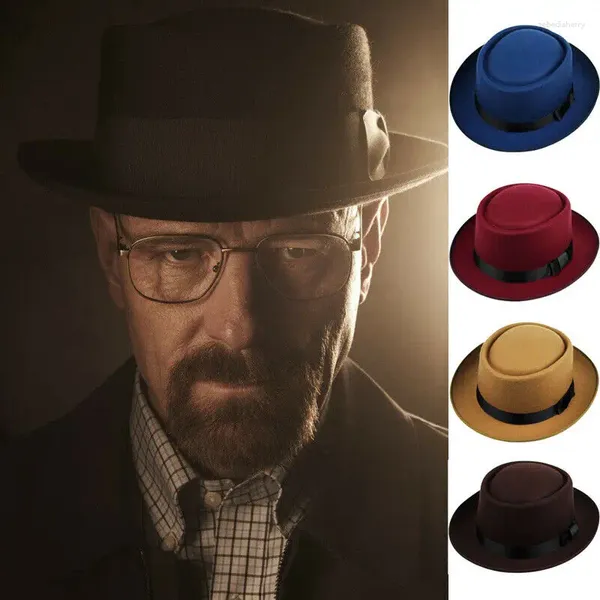 Beralar 2024 Moda Erkekler Kadın Dome Retro Top Hat Sert Keçe Fedora Klasik Domuz Pastası Kapı Hediyesi