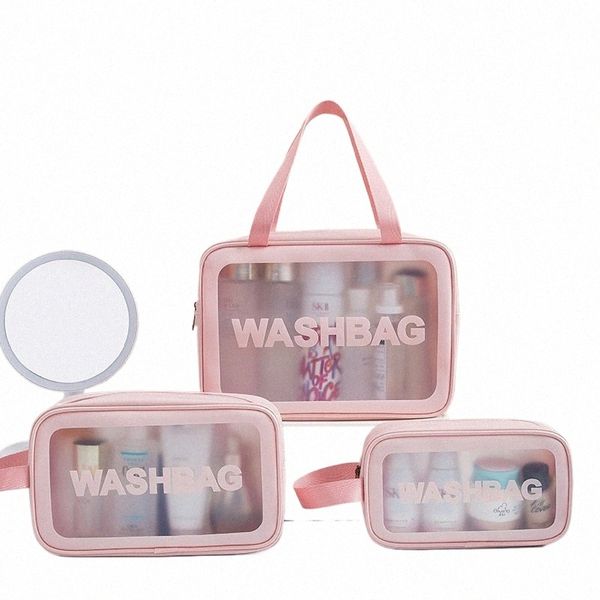 Bolsa de cosmética transparente Viagem Bag portátil de praia Bag de grande capacidade PU PU de armazenamento cosmético W Bag Wholesale 14VM#