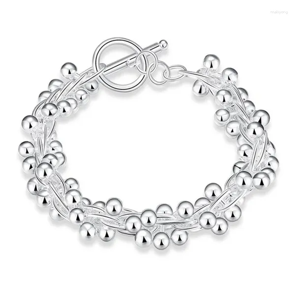 Braccialetti di collegamento 925 perle a catena solida in argento sterling alla moda Bellissima qualità di alta qualità Gioielli da sposa