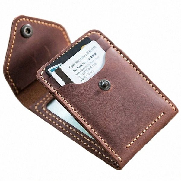 Винтагская ручная сумасшедшая лошадь подлинная кожаная карта Horder Men Men Card Holders Leather Buin Card Wallet Держатель лицензионных лицензий 02VW#