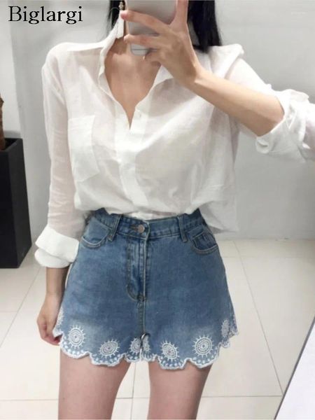 Calça feminina jeans verão calça feminina bordada floral moda moda alta cintura damas calças calças coreanas casuais solto jeans