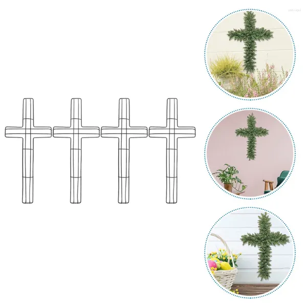 Flores decorativas 4 PCs Cross Garland Wire Wreath Frame Rings Decor Stands