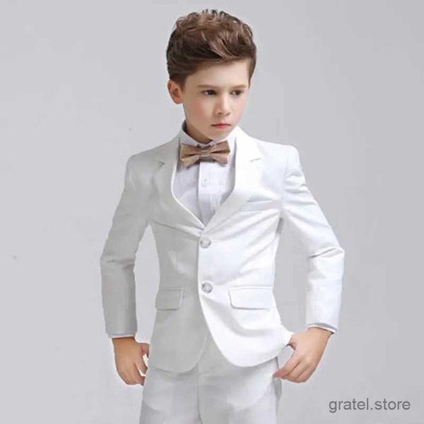 Anzüge formelle Jungen Anzug für Hochzeits Kinder Party weiße Foto Blazer Kinder Taufe Kostüm Gentlemen Teenager Zeremonie Smoking Set Set