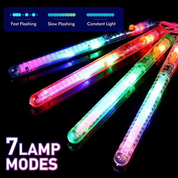 1224pcs piscando varas de varas led sticks brilhando vias de torcida Multicolor Light Up with cordedards for Music Concert Favor 240408