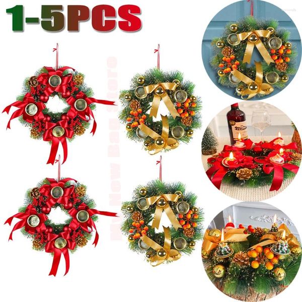 Flores decorativas 1-5pcs Artificial Christmas Wreath Decor Diy Tree With Pines Pone Garland 2024 anos