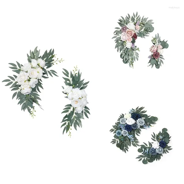 Flores decorativas kit de flor de arco de casamento artificial boho eucalyptus cortinas de guirlanda decoração signo de boas -vindas instalação fácil para usar
