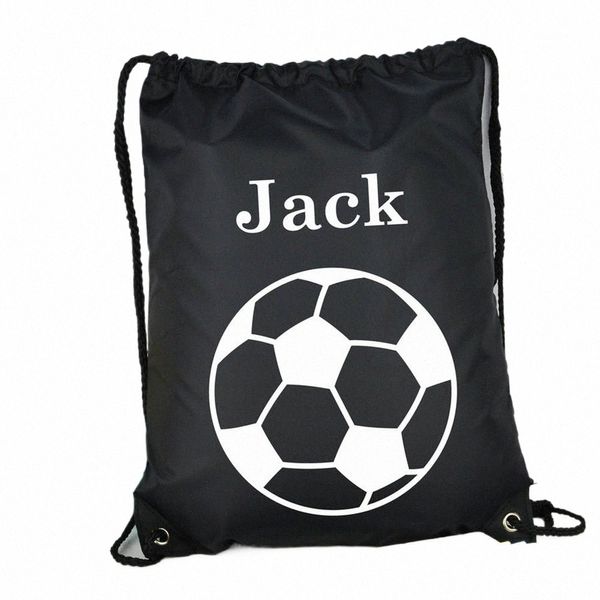 Persalized Kids 'Football' Bag School P.E Kit Bag Custom Name Childrens wasserdichte Kordelbeutel Sportversorgungen C74L#