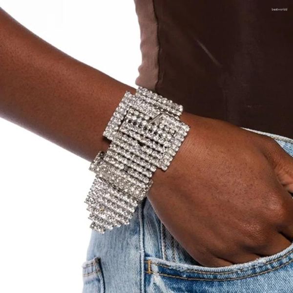 Link braccialetti a forma di cintura Multirow Crystal Bracciale Accessori per mano Accessori per la moda Banghi di rina per donne