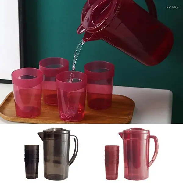 Garrafas de água Wat Er Pitcher com tampa e xícaras resistentes ao calor Fridge Fridge Fridge à prova de vazamento Jar garrafa para sucos de chás