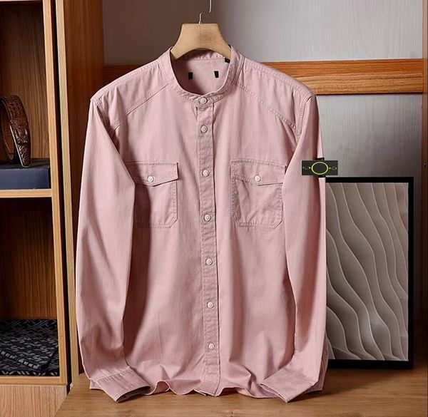 2024 Plus Size Men Summer Fashion Casual Collar Standing Manga curta Linha de algodão de algodão Camisa de pedra da ilha de moda masculina Top Men's Polo Shirt Large