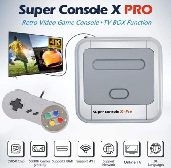 Super Console X Pro S905X HD WiFi Output Mini TV Video Player Player para PSPPPS1N64DC Games Dual System Buildin 50000 Portátil P2626212