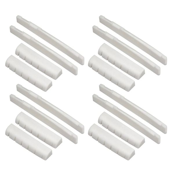 Cavi Nuovi 8 set di 16pcs 6 corde Acustic Guitar Bone Bridge Saddle e dadi fatti di ossa reale