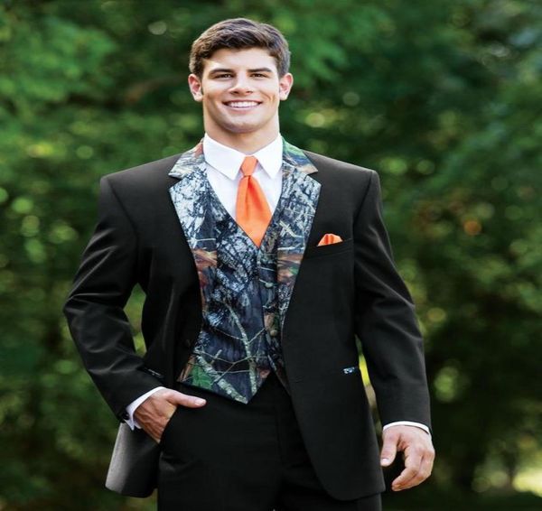 Новые камуфляжные смокинги уникальные одно пуговица Camo Mens Wedding Suits Notched Groom Groom Prom Suits для Men JacketPantsVestt6140362