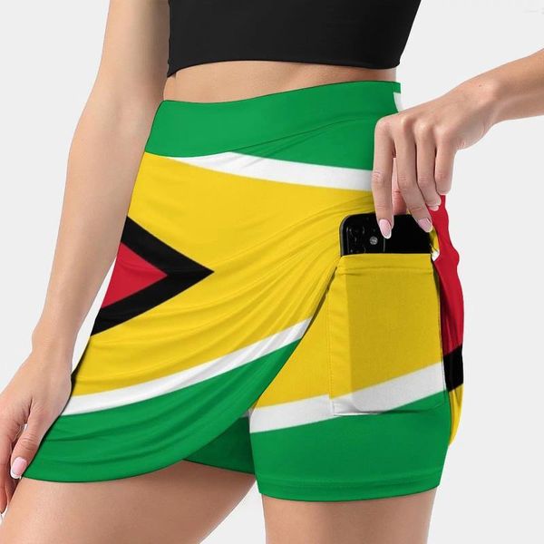 SKIRTS GUYANA Bandeira T-shirt Guyanese Skyt Salia Mini uma linha com Hide Pocket Guiana Guiana