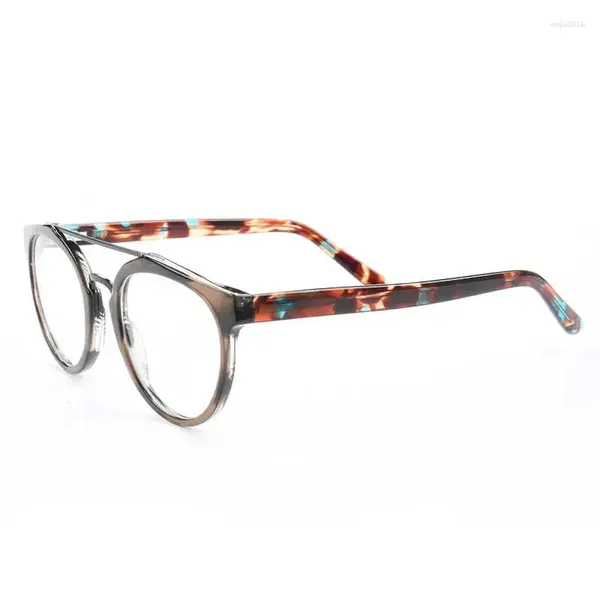 Sonnenbrillen Rahmen Frauen rund Gläser Rahmen Männer Doppelbrücke Brillen leichte Acetat modische Vintage -Schildkröte