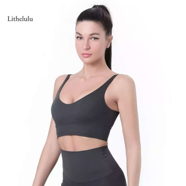 Женщины спортивные выравнивание Lu Top Sexy Tight Yoga Vest U-образная спина без стального кольца с бюстгальтерным тренажерным тренажерным тренажерным залом