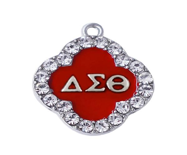 Design personalizzato a doppio naso rosso smalto rosso sorority white cristal sorority delta sigma theta charm greco lettera di regalo per la vita gioielli 3676435