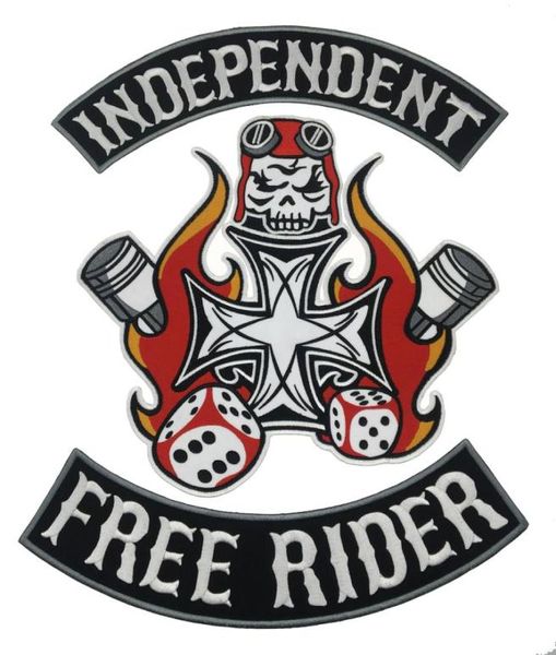 Rider indipendente MC Iron su patch ricamato motocicler motocicler patch di dimensioni integrali per badge giubbotto per la giacca badge24622274