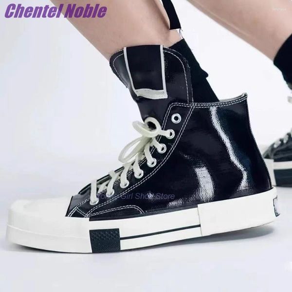 Lässige Schuhe flache Schnürspannung Leinwand festes Nähstreetstyle Mode weiß schwarzer Quadrattode Designer Neutral 2024