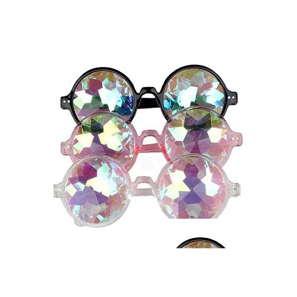 Altri eventi forniture Disco Caleidoscopio occhiali Rainbow Crystal Lenses Prism Diffraction Glass Eye Wear Holiday Dance Punk G dh6oi