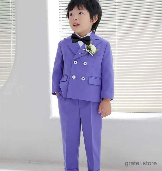 Abiti per bambini lussuoso abito fotografico viola vestito gentiluomo per bambini abiti da fiore ragazzo formale per le feste di nozze danza smoking smoking