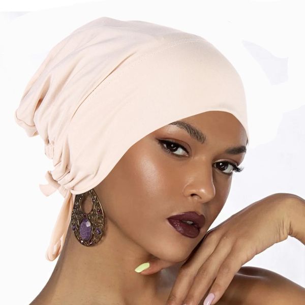 Мусульманский белый модальный Hijab Fashion Undercap abaya hijabs для женщины Абаяс Джерси Главная платье для шарф -платье Женщины Турбаны Турбан Кэпка 2024240403