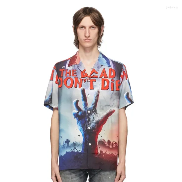 Camicie casual commedie di zombi terror film stampa wacko maria hawaii camicia uomo donna di qualità sciolta tops