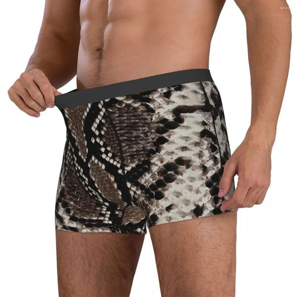 Unterhose Python Snakeskin Print Unterwäsche Braun und weiße Männer Höschen Customs Atmungsfrei