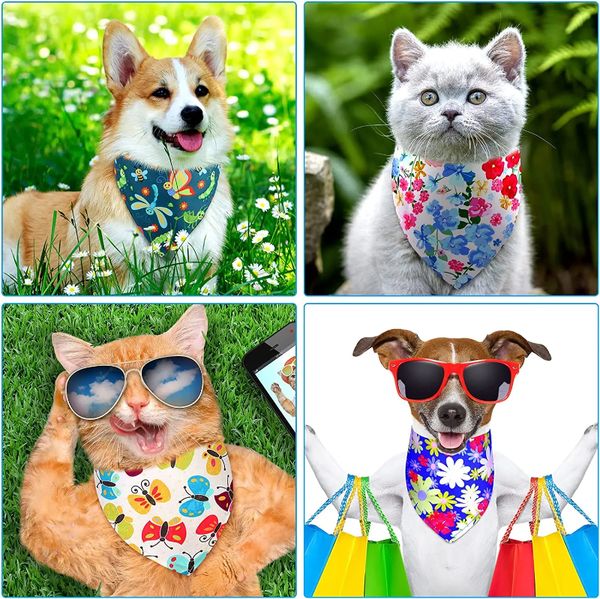 Blumenblumenhund Bandanas Frühling Biene Polyester Dreieck Hundeschal mit Blumenmustern für kleine mittelgroßen großen Hund Haustier