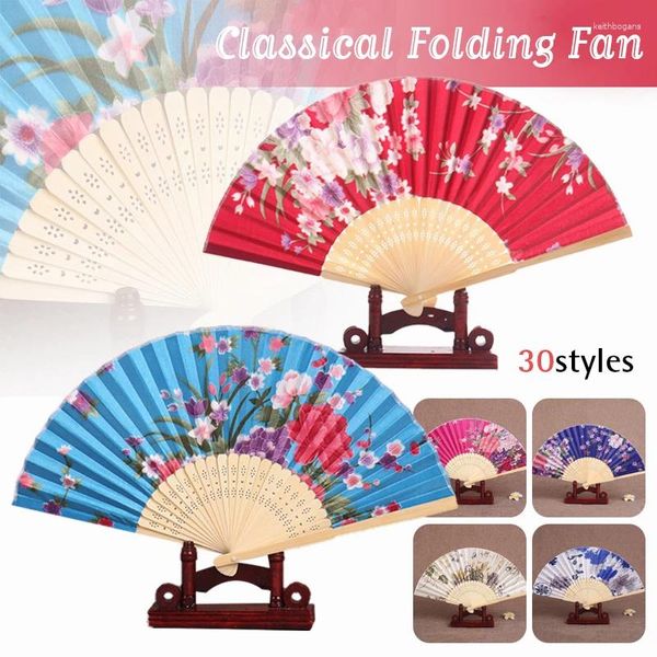 Dekorative Figuren 2 PCs Vintage Style Klappern Bambus Hand gehaltene Fan Art Dance Hochzeitsfeier Handheld Japanisches Muster Handwerk Geschenk