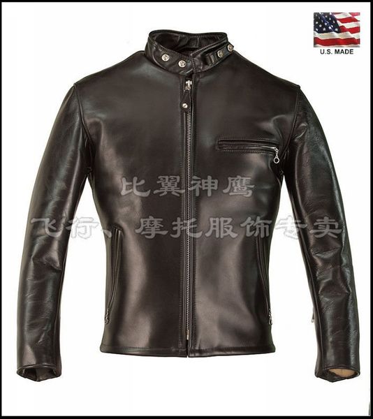 Giacche da uomo American Schott Coffee Knight Stand-up Collar Motorcycle Horse Leather Giacca