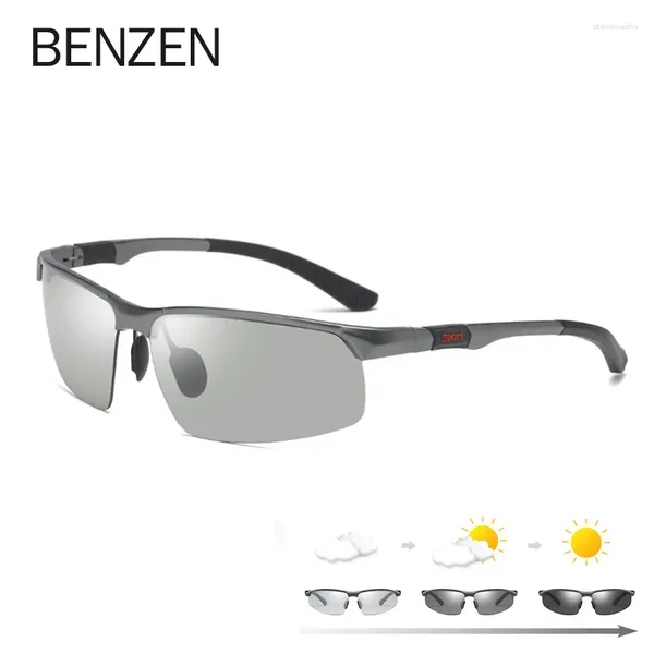 Sonnenbrille Benzen polarisierte pochromische Männer Männliche Sonnenbrille ändern Farbtag Fahrt Brillen UV400 Schutzbrille 9382