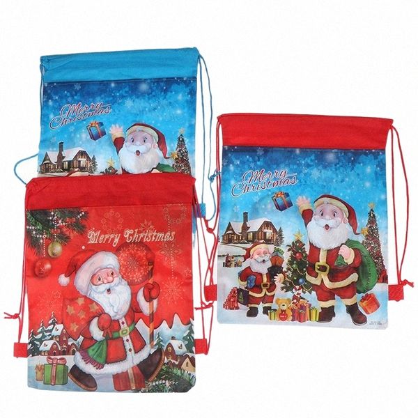 3styles Babbo Natale che corse Grande Backpack Gift Chary Bag Chary Bag Kids New Year Banquet Stockings Degali Taste Bag N4BT#