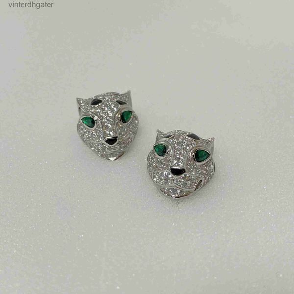 Top Grad Carter Original Designerohrringe für Frauen S925 Leopardenkopf Ohrringe Emerald High Carbon Diamant mit Katze sexy mit originalem Markenlogo