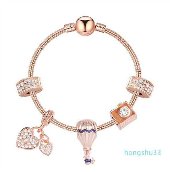 2020 Nuovo stile Bracciale Charm Bracciale per perle di moda per perle di moda Bracciale Bracciated Gold Rosa Pendenti fai -da -te Braccialetti Gioielli ragazze WE2441659