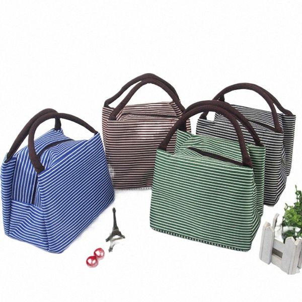 Hot Sale Stripe Saco de Lunhana para Crianças Femininas Piquenique Impermeável Piquenique Catener Bolsa Térmica Bolsa Cooler I1g1#