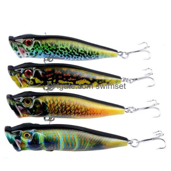 Kit de iscas de pesca artificial Popper Hard Popper para água salgada Drop Drop Drop Dhsbl