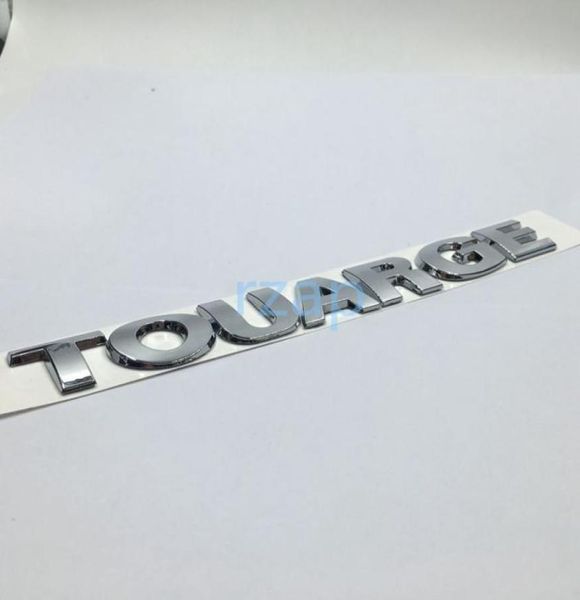 3d Silber Touareg -Schriftzog Hell Chrom ABS Heck -Stamm -Abzeichen Emblem Aufkleber für VW 6039429