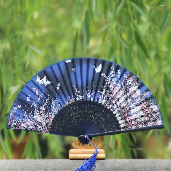 Декоративные фигурки 1pc шелк -складной вентилятор в японском стиле классический бамбуковый портатив для женщин -цветочниц.
