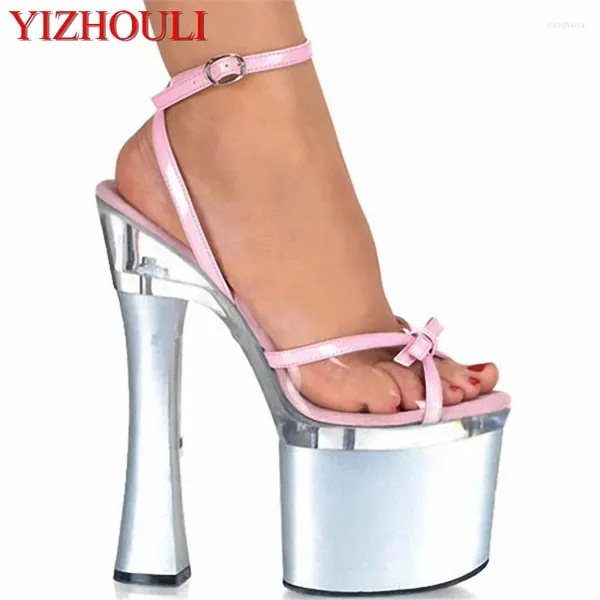 Tanzschuhe, die silberne 18 cm sexy Super High Heel 7 Zoll Plattformen Pole Sandals Star Model Hochzeit