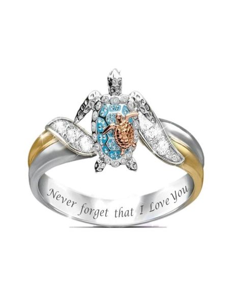 Unicorn Animal Rings Schmuckzubehör niedliche Schrift lieben Sie immer gold silberplattierte Frauen Band Ring Fashion 2 3HJ M26772494