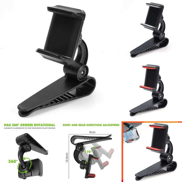 2024 Car Sun Visor Phone Portador de 360 graus ROTAÇÃO STAND UNIVERSAL NAVUGATION STAND STAND CLIP PARA iPhone 14 13 Xiaomi Samsung