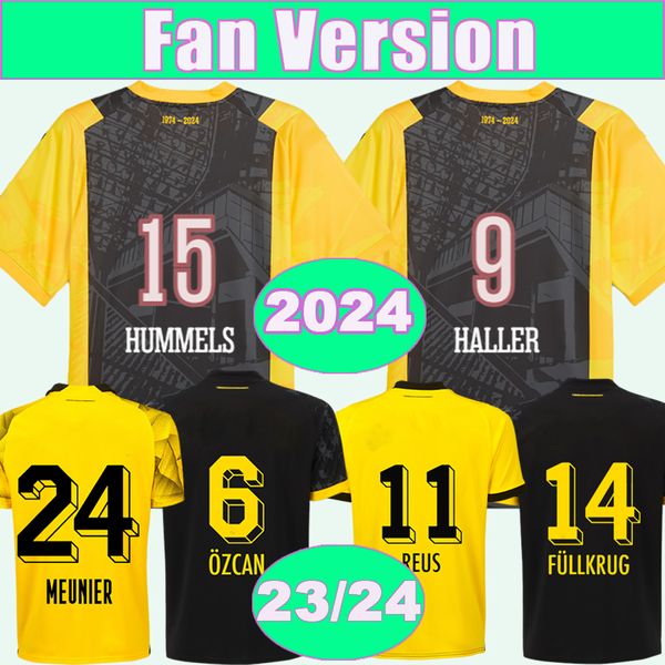 2023 24 Tehlike Erkek Futbol Forması Kupası Jersey Reus Haaland Brandt Kamara Hummels Ana Sayfa Sarı Uzak 3. Özel Baskı Futbol Gömlek Kısa Kollu Yetişkin Üniformaları