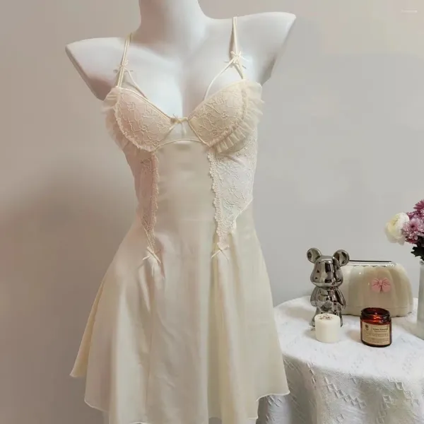 Abbigliamento da donna sexy nightdress francese lolita ragazza seta cuciture in pizzo in pizzo abiti da casa di lingerie emotiva